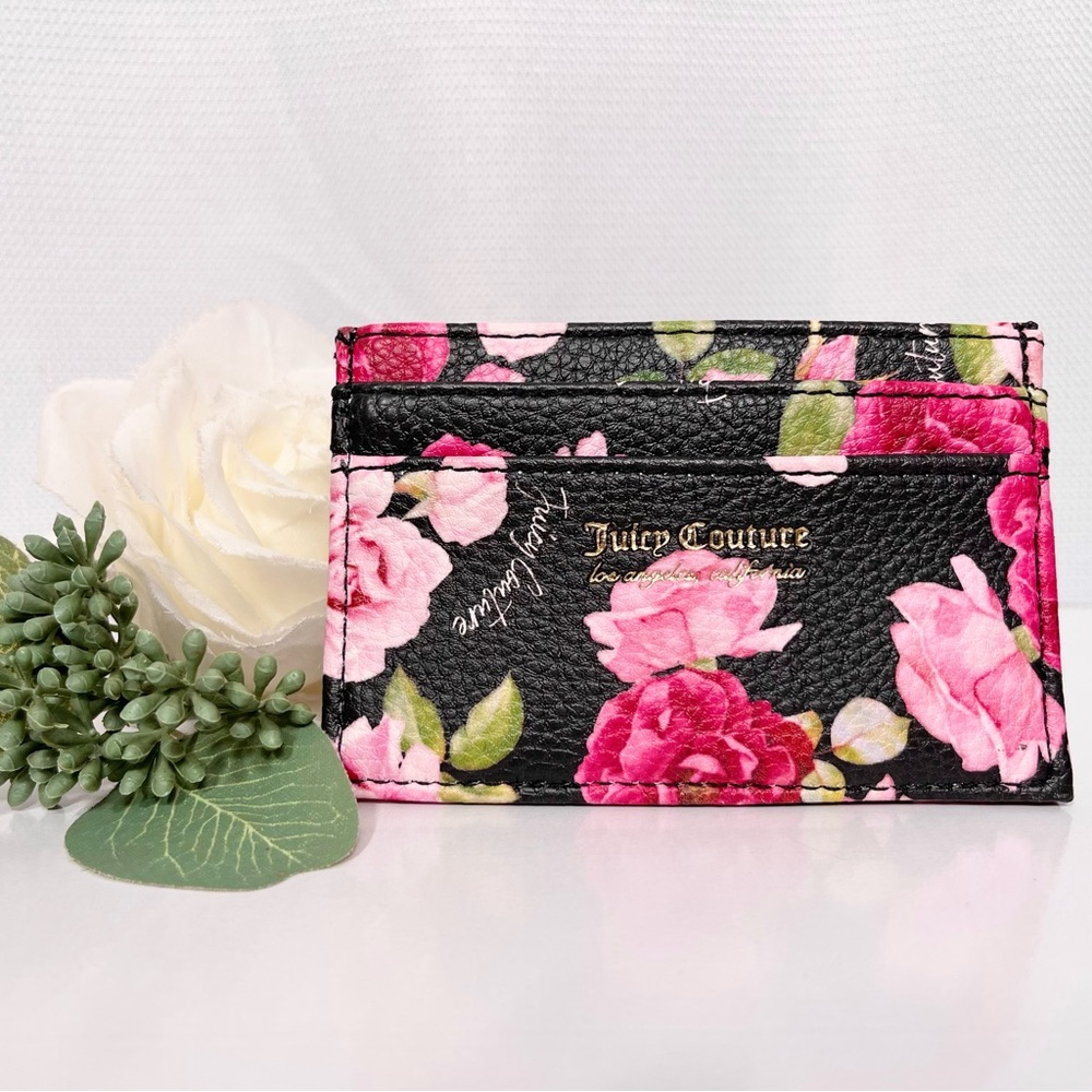Juicy Couture Card Wallet Floral Print Black